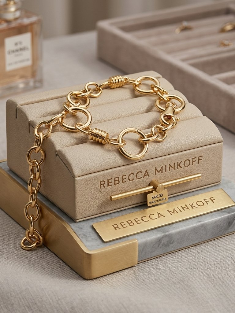 Rebecca Minkoff Polished Gold Link Statement Bracelet
